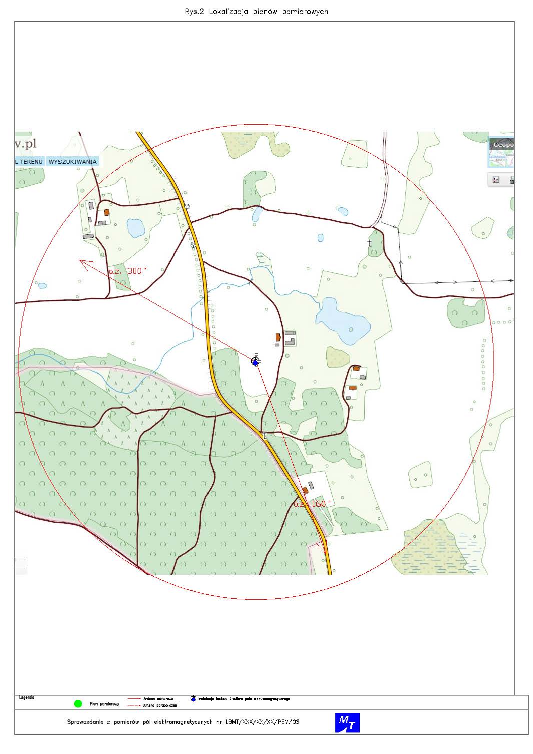 mapa z zasięgiem gm.Kolno N44733