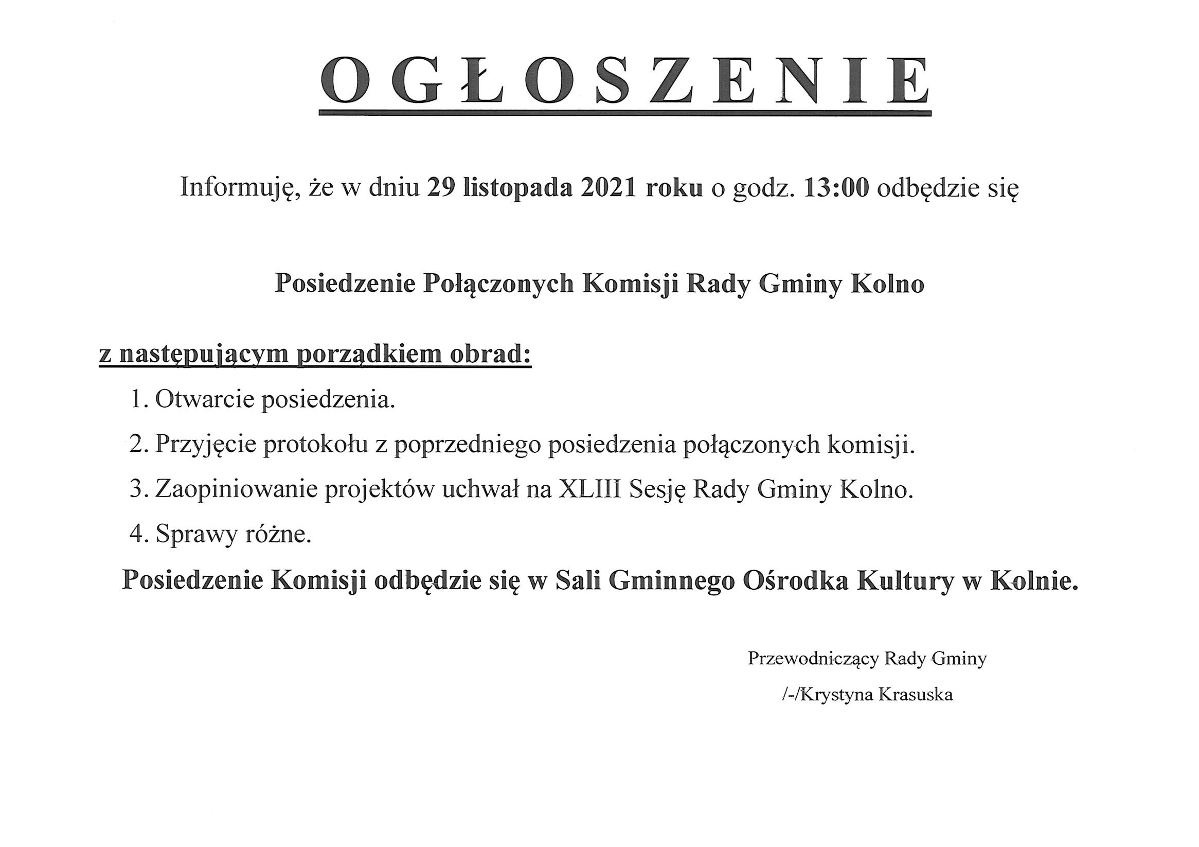 ogoszenie komisje