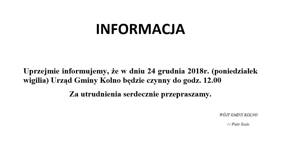 Informacja 2018 wigilia