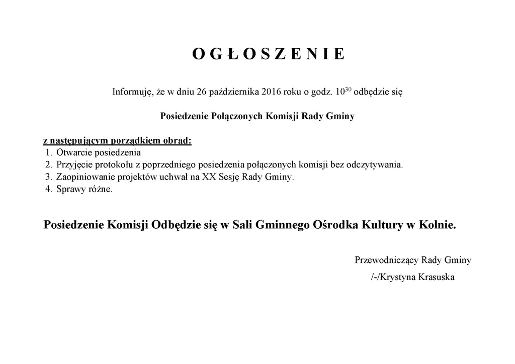 OGŁOSZENIE KOMISJA